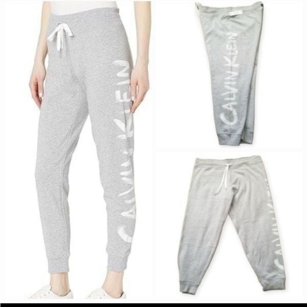 Calvin Klein Performance Women's Jumbo Brushed Logo Jogger Grey Plus Size 3X